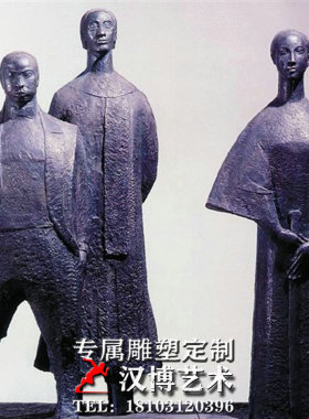 室内抽象艺术风摆放园林人物雕塑