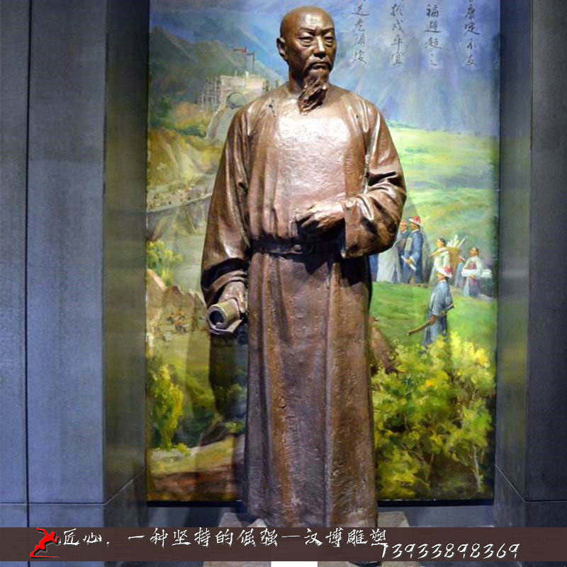 玻璃钢仿铜人物雕塑著名林则徐雕塑户外公园广场景观纪念主题摆件