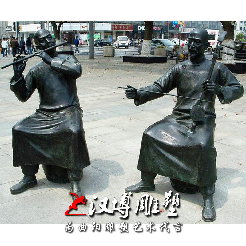 古代现代人物拉二胡唱戏弹琵琶小提琴玻璃钢雕塑定制 订做人物