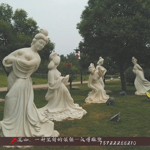 唐朝古代石材汉白玉公园人物雕塑