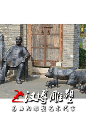 玻璃钢门口建筑商业街人物雕塑