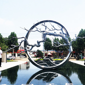 定制不锈钢镜面拉丝雕塑户外水景装 饰庭院酒店创意落地摆件可做