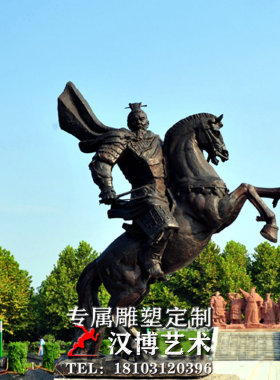 古代骑马玻璃钢公园摆放人物雕塑