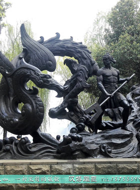 玻璃钢古代风大禹治水历史雕塑
