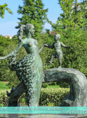 玻璃钢母爱主题田园风可定制仿铜