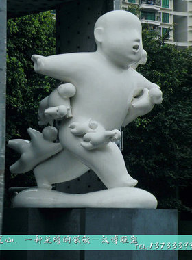 玻璃钢彩绘童趣小孩定制城市雕像