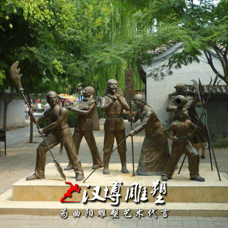玻璃钢仿铜古代人物街头卖艺雕塑步行街广场民俗文化小品景观雕塑