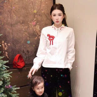 G.yantong郭彦彤【新年好】定制钉珠工艺衬衫上衣女轻奢气质D1266