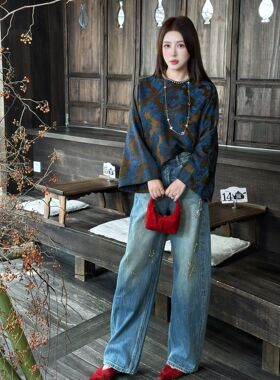 G.yanton重工钉珠水洗新款火爆时尚牛仔裤休闲显瘦复古直筒KZ128