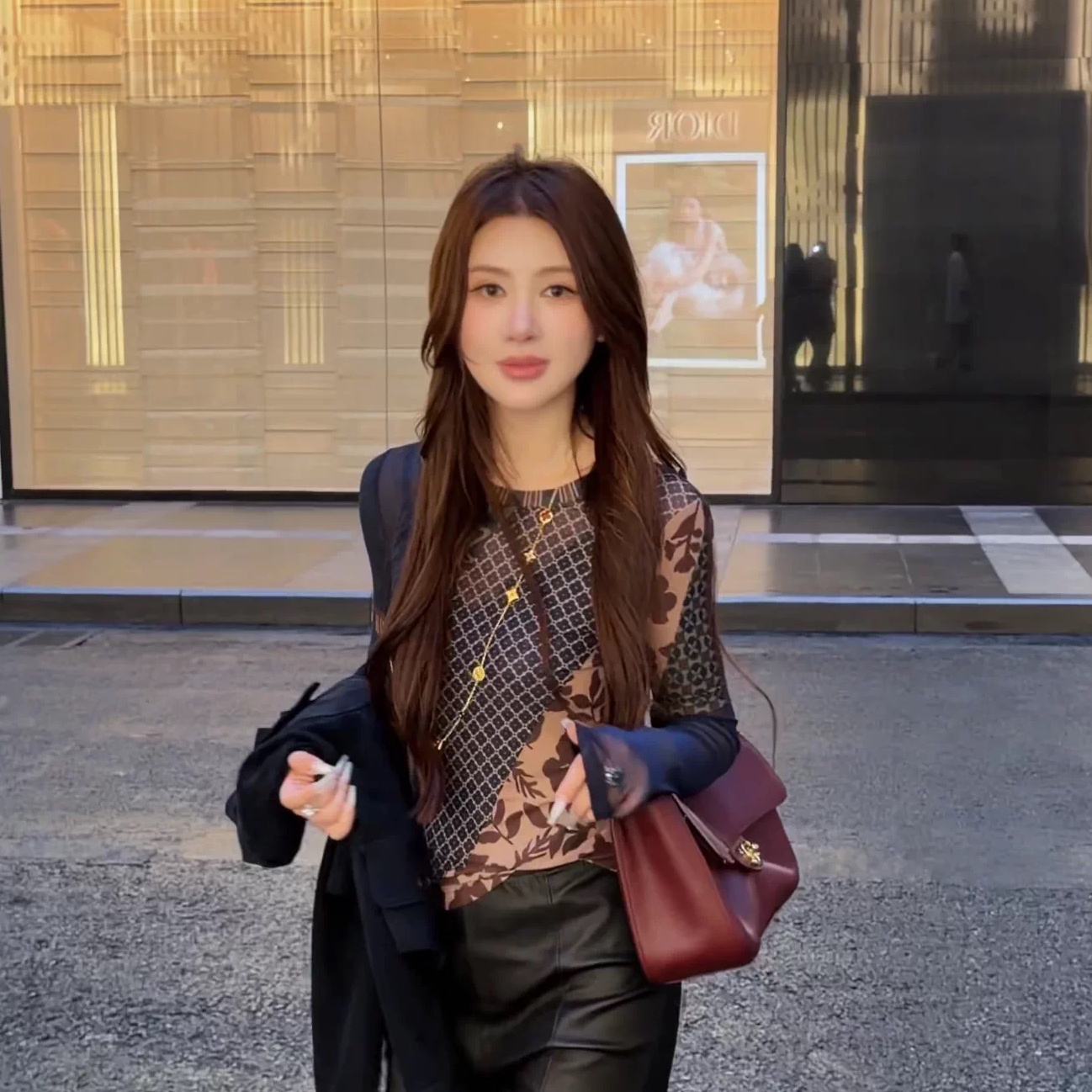 秋网纱显瘦修身长袖打底衫女上衣