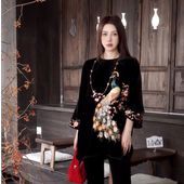 有凤来仪 新中式 真丝丝绒刺绣衬衫 G.yantong 新款 上衣DD1287