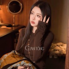 设计感圆领冬季长袖打底衫上衣纯色极简DD1233