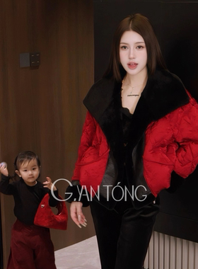 G.yantong郭彦彤羊毛翻领新款鹅绒服皮毛一体皮草保暖厚款WT1112