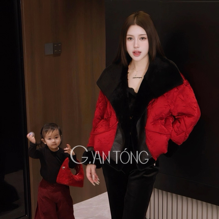 G.yantong郭彦彤羊毛翻领新款鹅绒服皮毛一体皮草保暖厚款WT1112