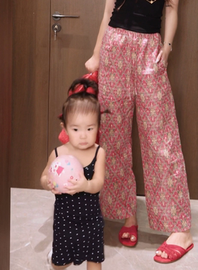 Gyantong郭彦彤 【锦花】轻奢亚麻休闲阔腿裤女直筒夏季轻薄KZ78