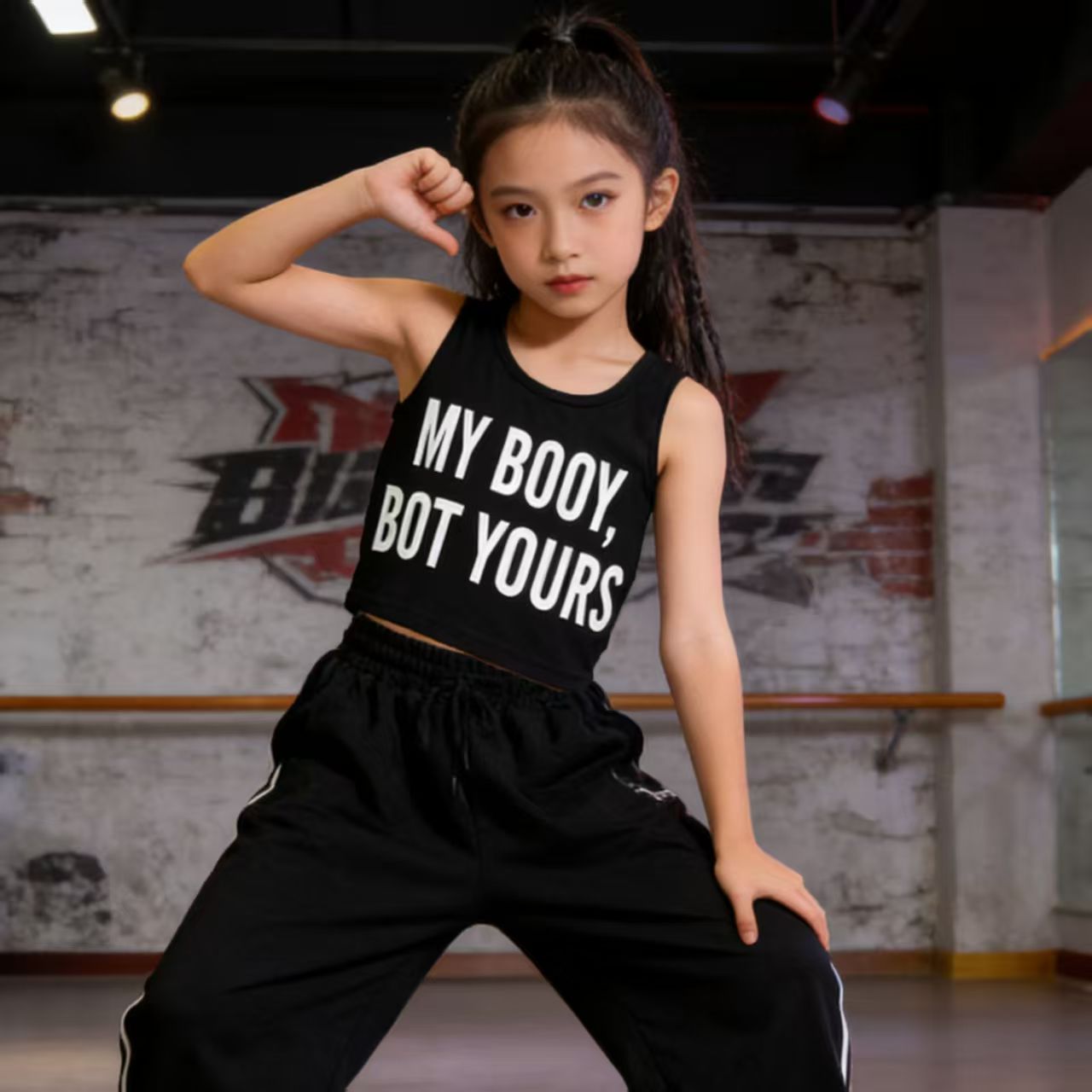 女童纯棉爵士舞夏季休闲背心图片