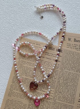 复古少女项链琉璃珍珠原创