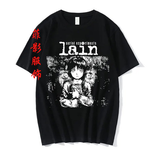 日本动漫玲音serial experiments lain嘻哈纯棉短袖男女T恤衣服