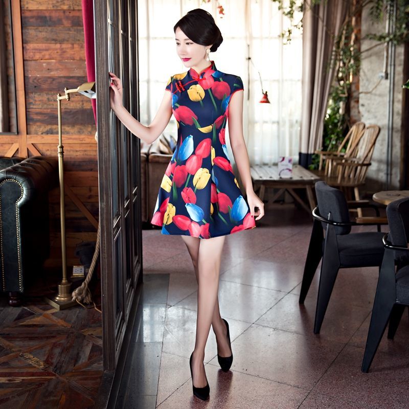 S/M单层短款旗袍连衣裙断码不退不换