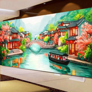 忆江南十字绣2026新款高端客厅简约现代江南古韵山水风景手工刺绣