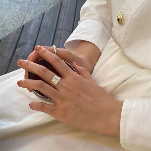 BKP曼谷公园「圈圈戒」柔和极简设计感拉丝开口戒指质感百搭高级