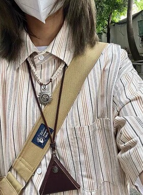 BKP 凹造型好物 日系复古民族风皮绳三角包叠搭文艺男女中性挂脖