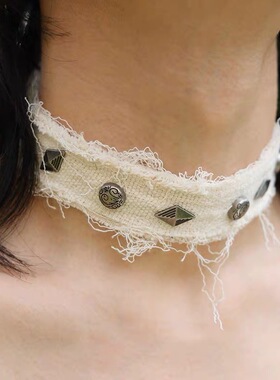 废土风毛边铆钉choker项圈简约复古百搭多元素y2k女 BKP曼谷公园