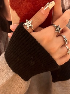 BKP曼谷公园「复古星星戒」小众复古做旧戒指重工韩国y2k百搭亚