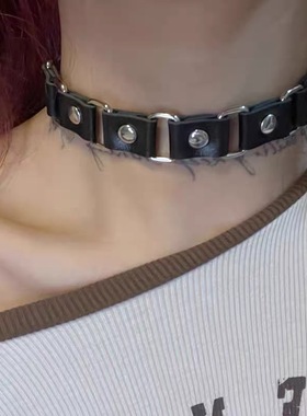 BKP「黑色铆钉」朋克日系暗黑choker皮革摇滚亚颈圈百搭小众男女