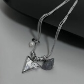 BKP曼谷公园「三角陨石」韩国小众设计复古水晶石多层项链串珠女