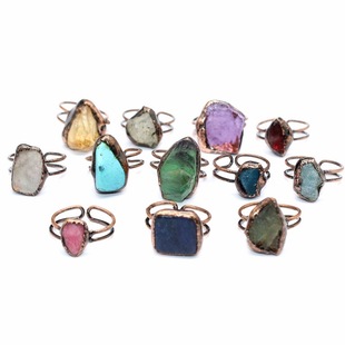 BKP「水晶戒」小众复古部落风中古vintage风天然石生辰石戒指开口