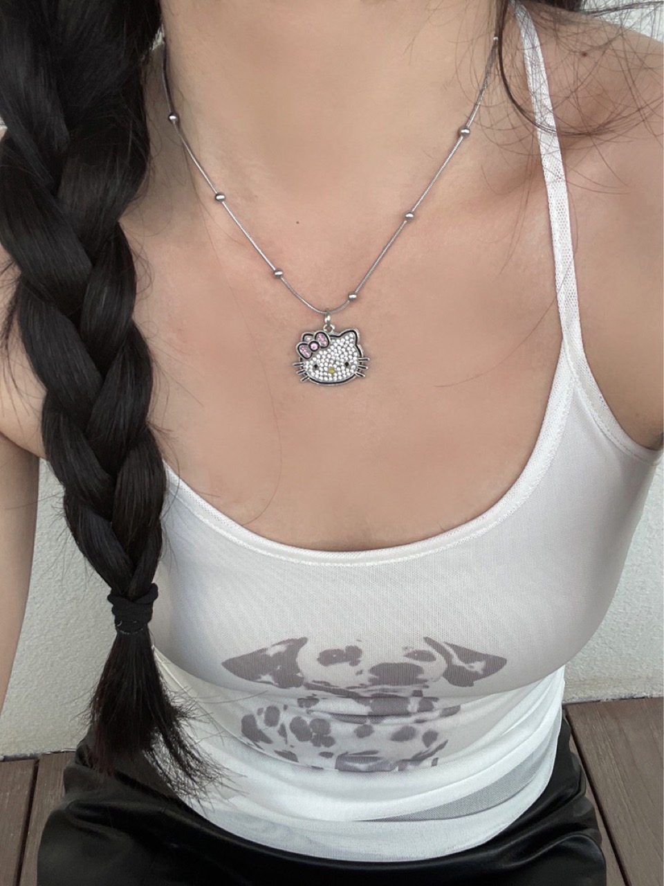 BKP曼谷公园「kitty一下」可爱闪钻猫咪项链千禧辣妹y2k凯蒂百搭