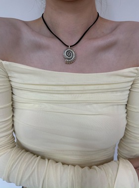 BKP曼谷公园「海螺漩涡」波西米亚复古海螺项链麂皮绳百搭ins小众