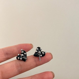 BKP曼谷公园「金属爱心」暗黑爱心耳钉甜酷朋克链条ins个性 小众女