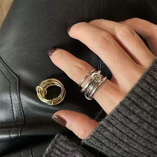 BKP「复古戒」韩国ins博主多层圆环小众简约素圈叠戴戒指百搭女