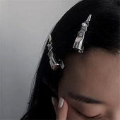 BKP曼谷公园「波纹夹」小众设计ins百搭y2k金属珍珠鸭嘴发夹少女