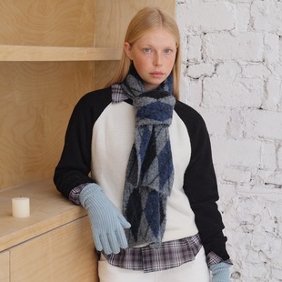 BKP「菱格纹」复古设计师款 含羊毛书卷气针织围巾秋冬氛围感搭配