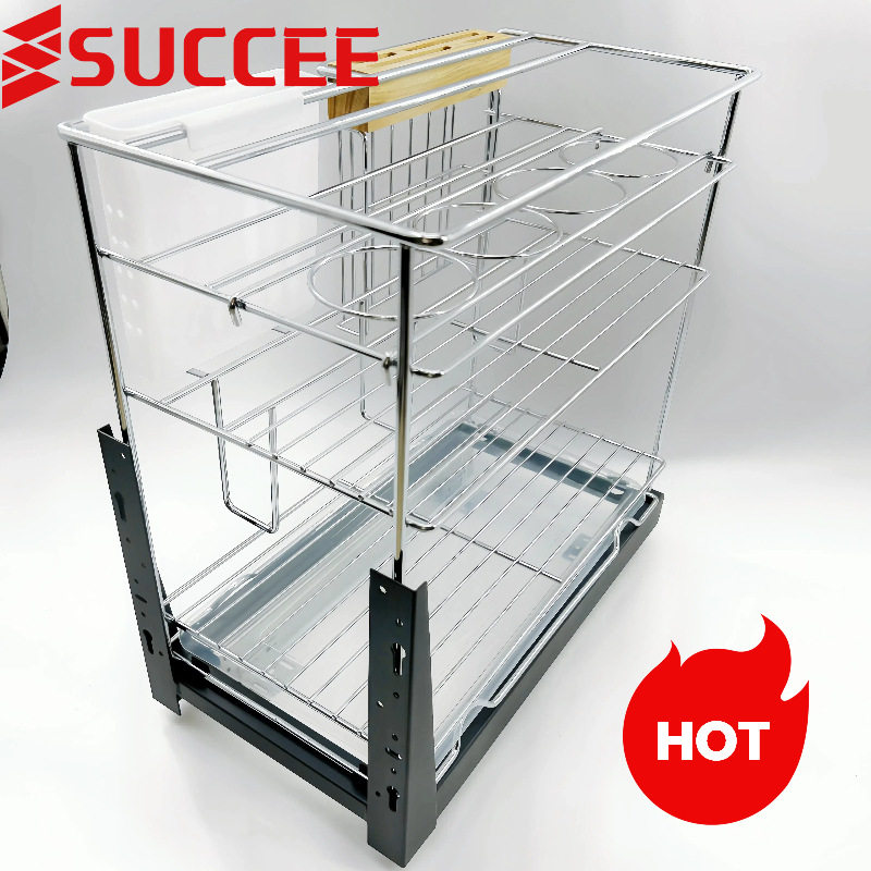 多功能调味篮厨房橱柜拉篮玻璃窄柜调料置物架储物收纳防锈,厨房/烹饪用具,调料置物架,淘宝优惠券,粉丝福利购,淘宝优惠卷