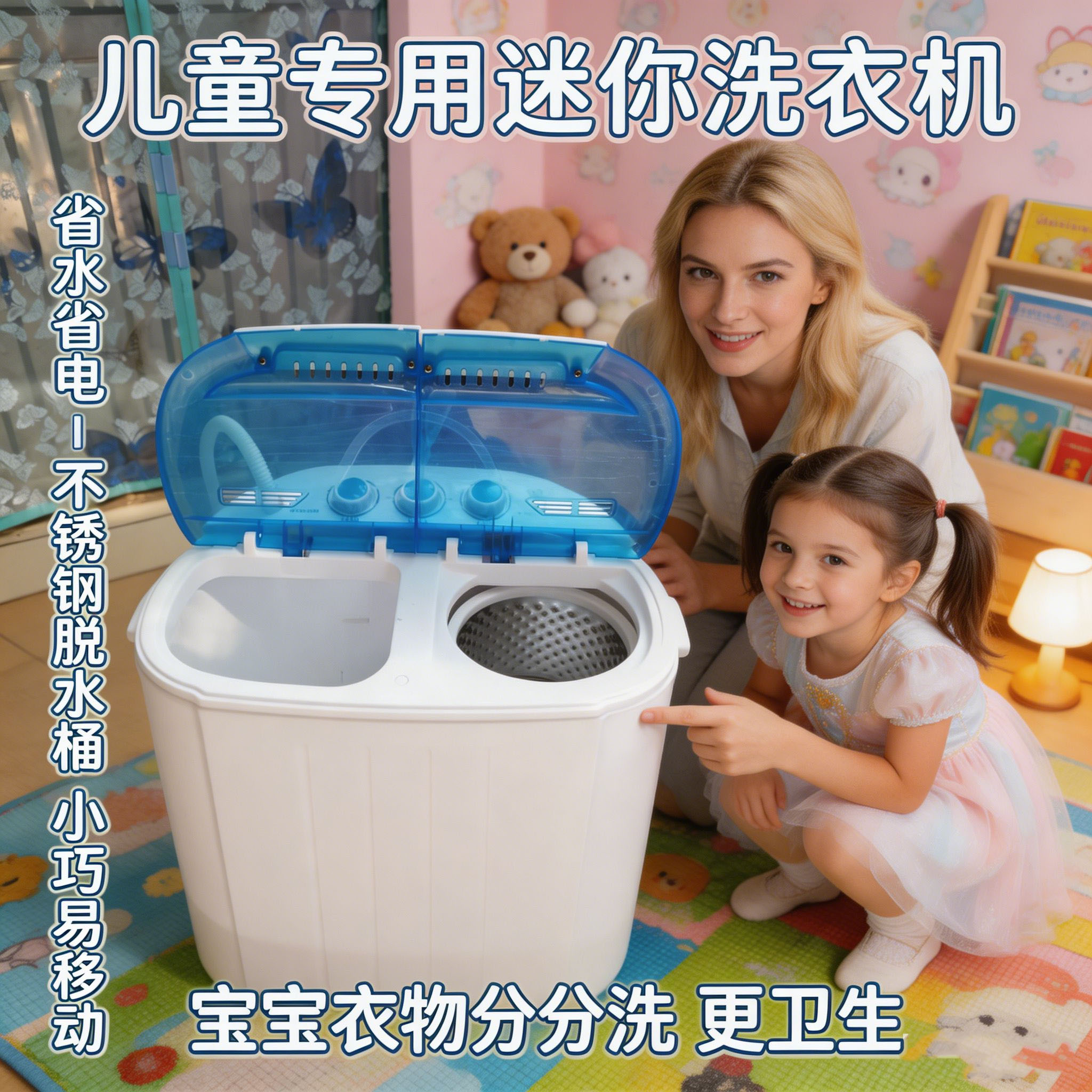 鸭子品牌洗脱一体双桶双缸婴儿童