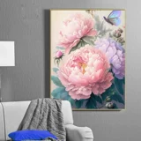 Cross -STITCH 2023 Новая линия вышитая вышитая линия пион цветок гостиная