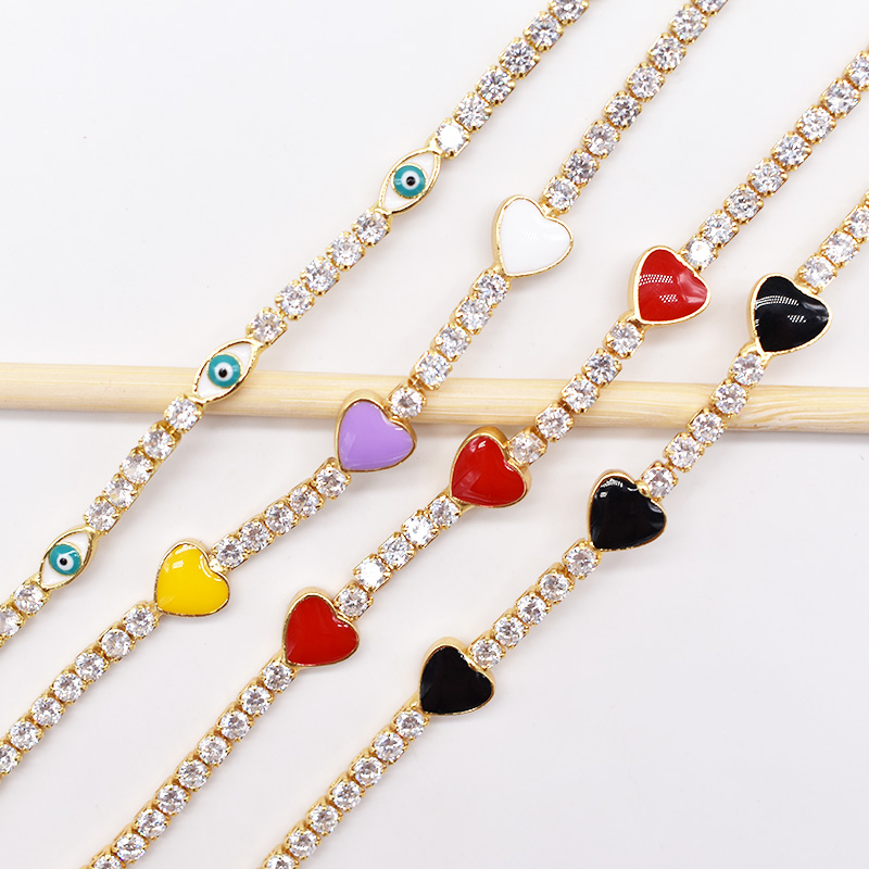 女款网红手链 桃心手链龙虾扣延长手链O字手链扣简约个性时尚手链