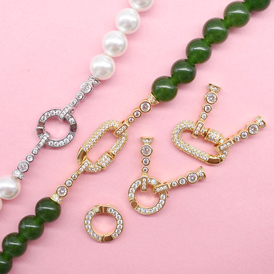 回形针万能扣镀18K金镶嵌钻石可