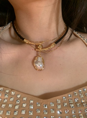 不规则巴洛克珍珠锁骨链女欧美ins风小众个性波西米亚风配饰2026