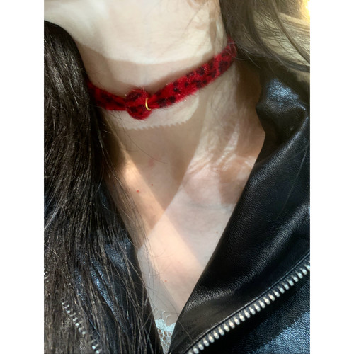 巨显白的红色豹纹choker颈链女y2k千禧辣妹风项圈个性独特风格潮