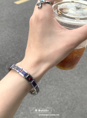 棠洛 不锈钢冷淡风模块手链女个性简约手环日常百搭手饰品ins手镯