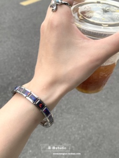 棠洛 简约手环日常百搭手饰品ins手镯 不锈钢冷淡风模块手链女个性