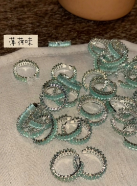 夏日 “薄荷曼波' 显手白的排锆绿色食指戒指女波西米亚风指环潮