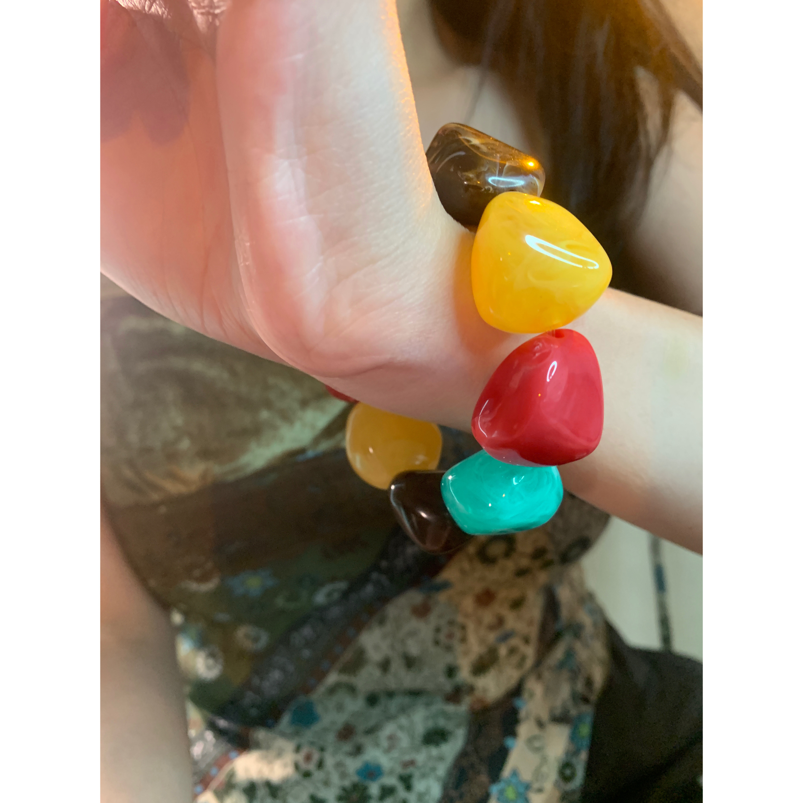 夸张大颗彩色树脂手串女波西米亚风手链手环小众超独特春夏手饰品