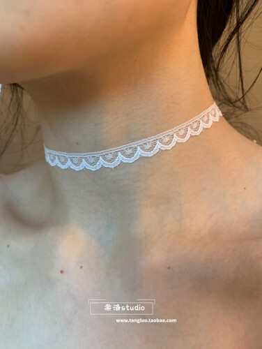 棠洛 白色蕾丝花边choker颈链女小众设计感项圈纯欲锁骨链颈带潮
