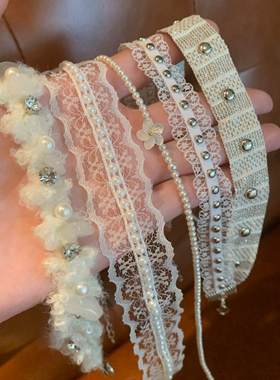 「白月书襟」蕾丝布艺choker颈链女白色锁骨链项链日常百搭高级感